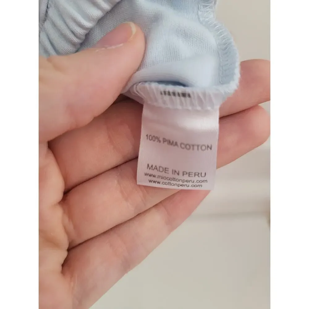 NWT Miocotton Luxury Light Blue Hand-Smocked Pima Cotton Bubble Romper 2T